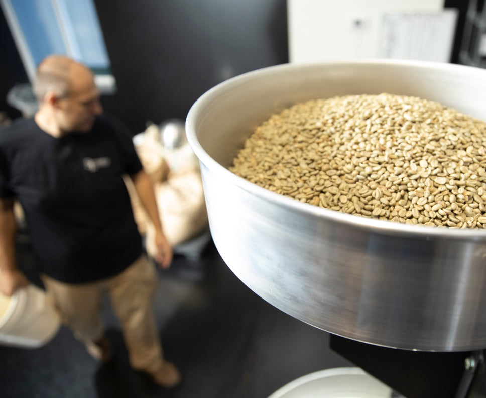 Green beans in roaster